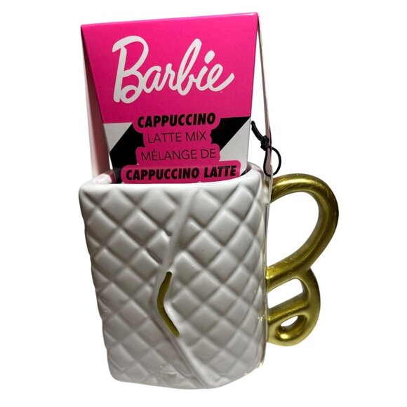 Barbie Ceramic Quilted Handbag Shaped Mug & Cappuccino Latte Mix Mattel - Picture 2 of 11